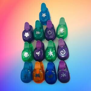 EK Success Mini Paper Shapers Punch Lot of 13 Snowflake Heart Leaf Moon Star